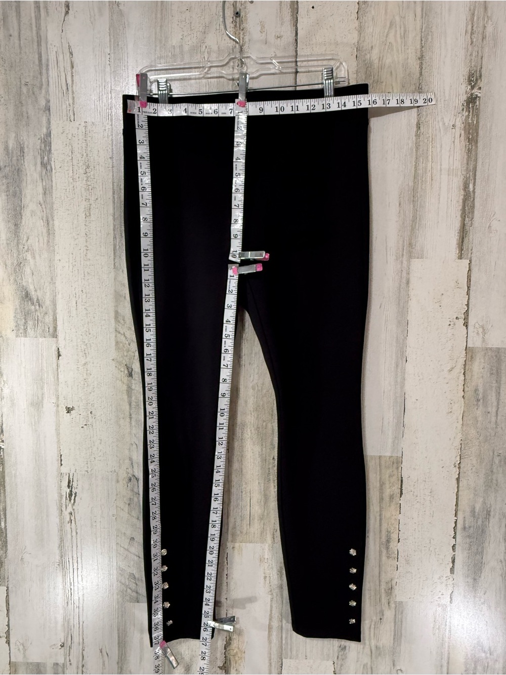 White House Black Market Black Ponte The Leggings with Gold Ankle Button Accents - Picture 5 of 16